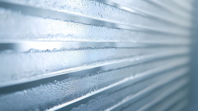 A frosted glass panel with horizontal grooves softly lit by ambient light.