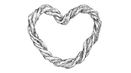 A heart-shaped scribble snake frame with overlapping loops creating a layered effect. No background. Designed as a romantic and artistic vector asset