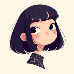 Fringe Hairstyle – A Bold and Stylish Flat 2D Vector Illustration for Contemporary Hair Design and Beauty

