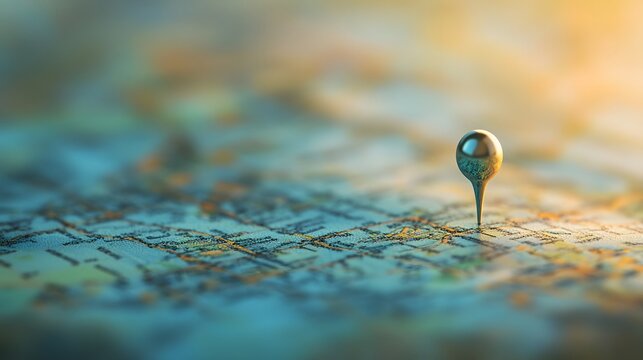 A pin perfectly aligned with intersecting coordinates on a minimalistic modern map.