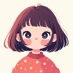 Fringe Hairstyle – A Bold and Stylish Flat 2D Vector Illustration for Contemporary Hair Design and Beauty

