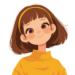 Lob Hairstyle – A Perfect Combination of Sleek Volume, Modern Style, and Elegant Texture in Flat 2D Illustration
