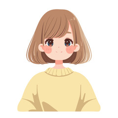 Straight with Side Part Hairstyle – A Perfect Combination of Smooth Texture, Style, and Elegance in Flat 2D Illustration
