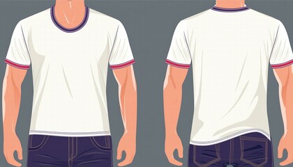 Invisible Model Body White Mens TShirt Template Front and Back View, Crewneck Design for Custom Apparel, Graphic Tees, and Fashion Mockups