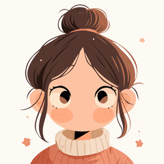 Top Knot Hairstyle – A Perfect Combination of Elegant Texture, Volume, and Contemporary Style in Flat 2D Illustration
