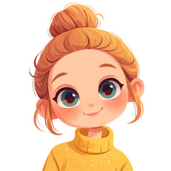 Top Knot Hairstyle – A Perfect Combination of Elegant Texture, Volume, and Contemporary Style in Flat 2D Illustration
