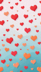 Valentine's Day card design. Illustration with oil paint. Pattern for printing on wall decorations, covers, wallpapers