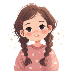 Two Fishtail Braids Hairstyle – A Unique and Elegant Vector Illustration for Creative Hair Design and Beauty
