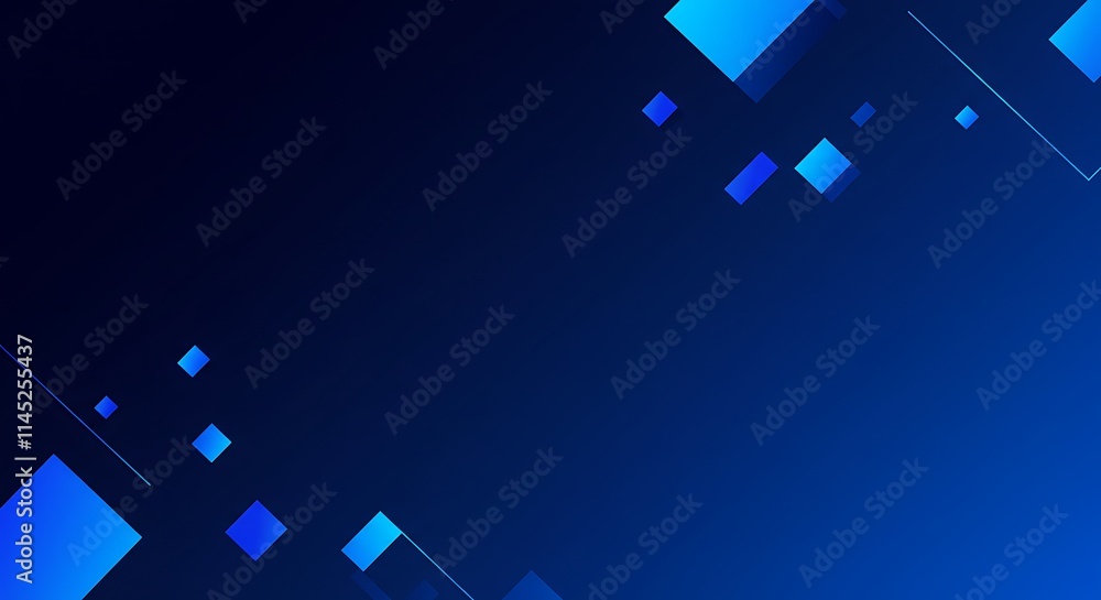 Poster dark blue abstract geometric shapes gradient squares and rectangles. digital design with lines.