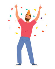 bearded man party celebrating