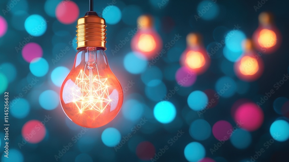 Aufkleber decorative light bulb with colorful bokeh background effect