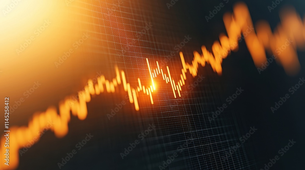 Poster abstract representation of financial data with vibrant line chart