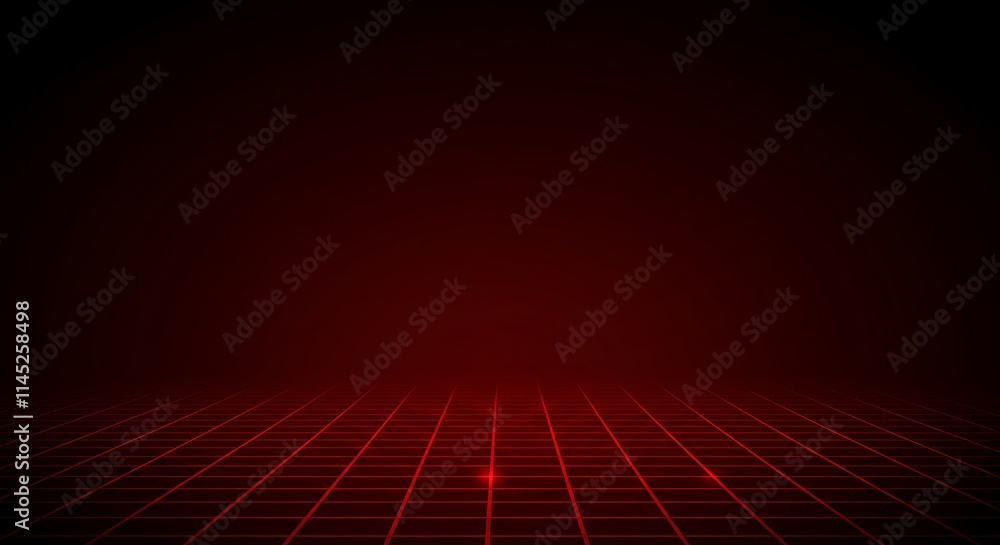 Poster dark red futuristic grid lines. digital abstract background with perspective.