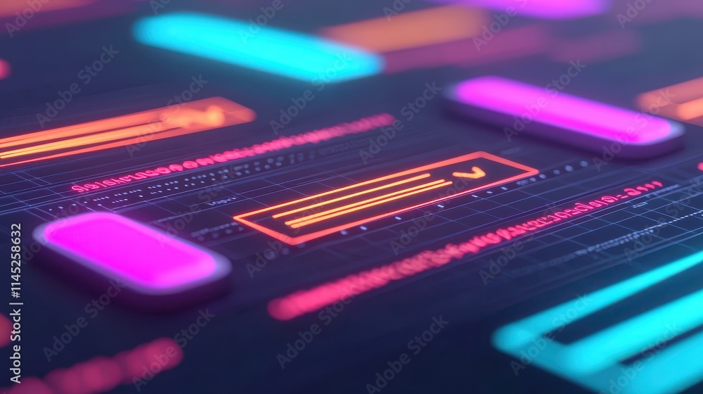 Aufkleber abstract digital background with neon elements and colorful design