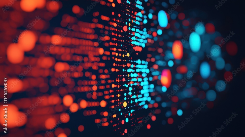 Poster abstract digital background with colorful dots and light effects
