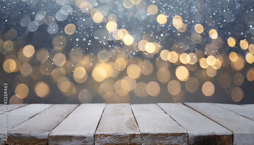 Aufkleber elegant wooden table with bokeh lights in the background a highquality image capturing the warmth an
