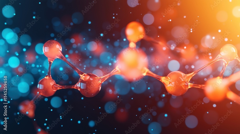 Aufkleber colorful molecular structure with blurred background and bokeh effect