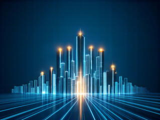 Futuristic cityscape digital realm high-contrast image cyber environment aesthetic viewpoint