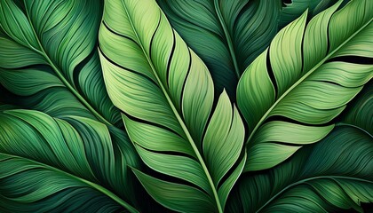 Tropical leaves texture,Abstract nature leaf green texture background. Generated image