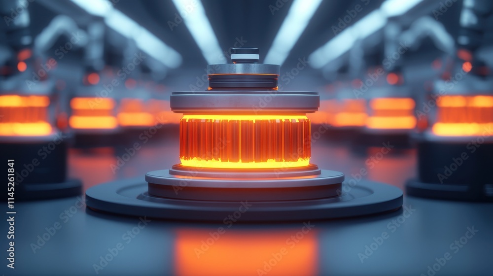 Poster futuristic energy core with glowing elements in tech environment