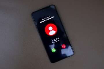 Smartphone screen display Suspected spam.