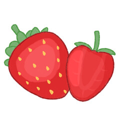 Strawberry Duo: Fresh and Juicy Berries with Transparent Background