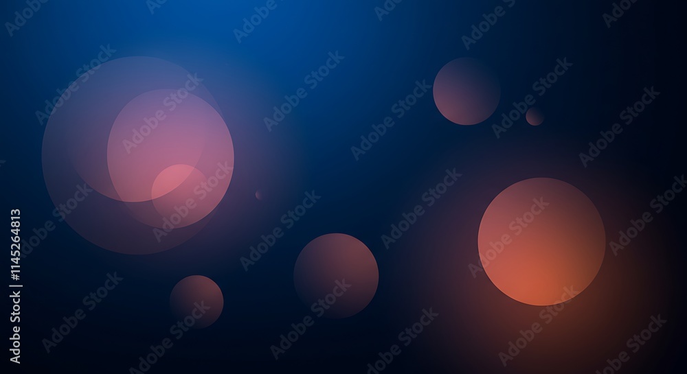 Poster dark blue abstract design with smooth circles and gradient shapes. blurred colors.