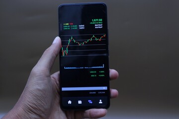 Display of stock price movement graphs on smartphone screen