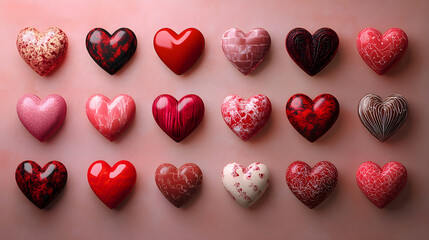 Obraz premium Artistic Collection of Valentine's Day Heart Icons in Diverse Styles