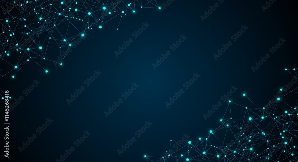 Poster dynamic turquoise network connection. digital abstract graphic background. modern technology data de