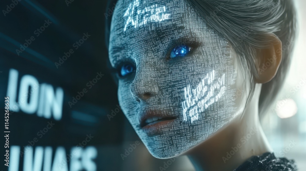 Aufkleber exploring the intricacies of artificial intelligence and human connection in a digital era