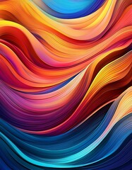 Obraz premium Wallpaper from wavy shapes filled colorful gradient. Generated image