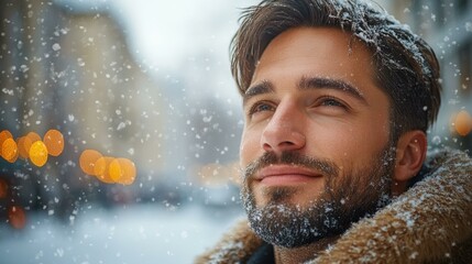 The Spotting a deal on grooming services the handsome man considers a visit for a tailored haircut and beard trim