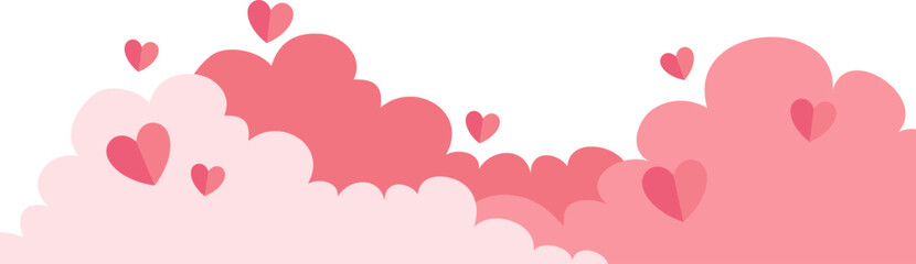 Valentine Cloud Footer with Heart Shape