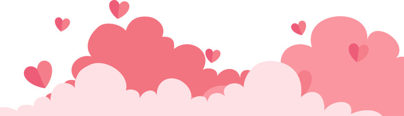 Valentine Cloud Footer with Heart Shape