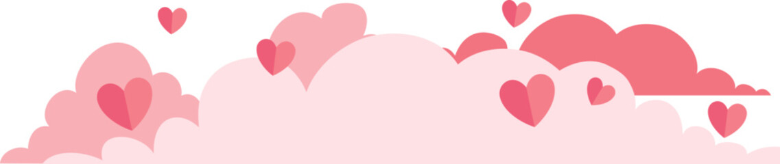 Valentine Cloud Footer with Heart Shape