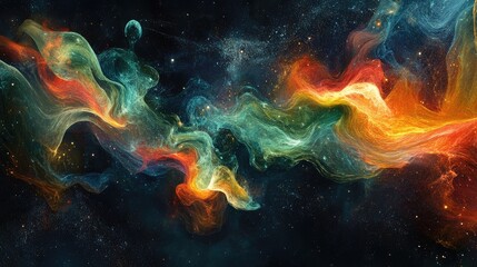 Obraz premium Swirling cloud of microscopic pathogens in a dark background with glowing edges, pathogens, epidemiology art