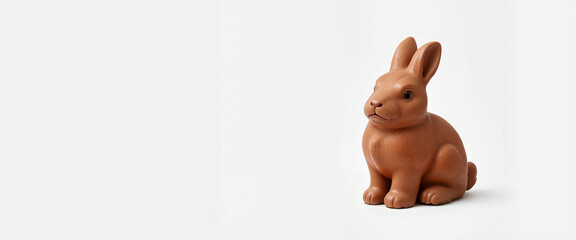 Chocolate rabbit figurine on white background