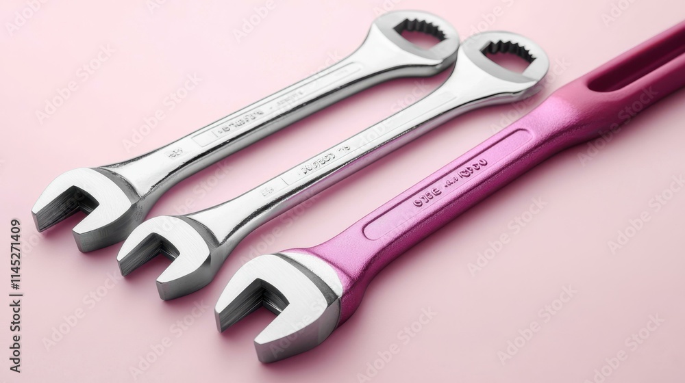 Poster diverse hand tools torque wrench - tool for applying a specific amount of torque to fasteners isolat