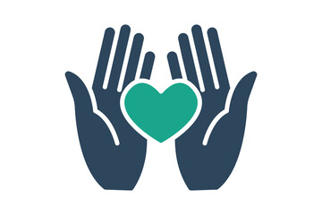 Kindness icon. solid icon style. hand with heart. icon related to donation and charity. donation elements vector illustration