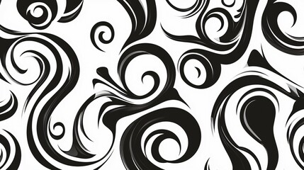 Abstract Black and White Swirling Pattern Design