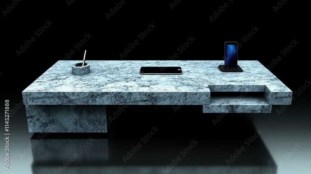 Poster extreme minimalist desk setups a modern desk with a single monitor and a wireless keyboard one main 