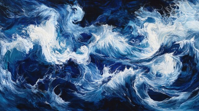 Pintura de olas del mar en colores vibrantes