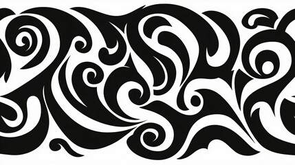 Abstract Black And White Swirling Floral Design