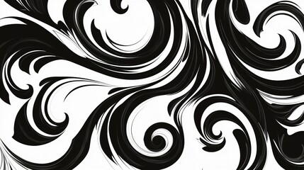 Fototapeta premium Abstract Black and White Swirling Floral Design