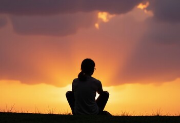 silhouette of a person in the sunset