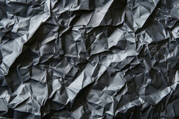 Image of Crumpled sheet of black paper. Texture for background usage
