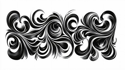 Fototapeta premium Abstract Black and White Swirling Floral Design