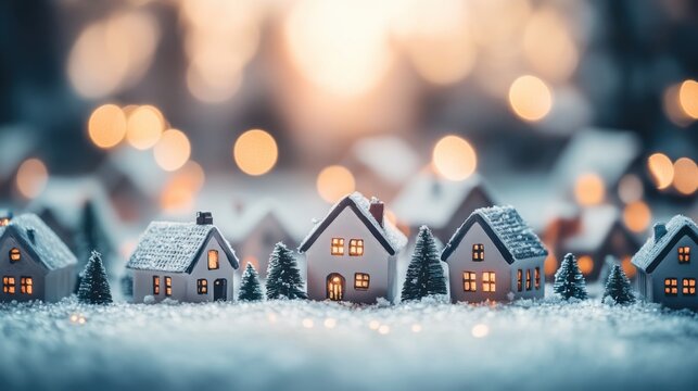 Casas en miniatura decoradas para invierno