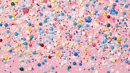 Fondo colorido con bolitas y confeti